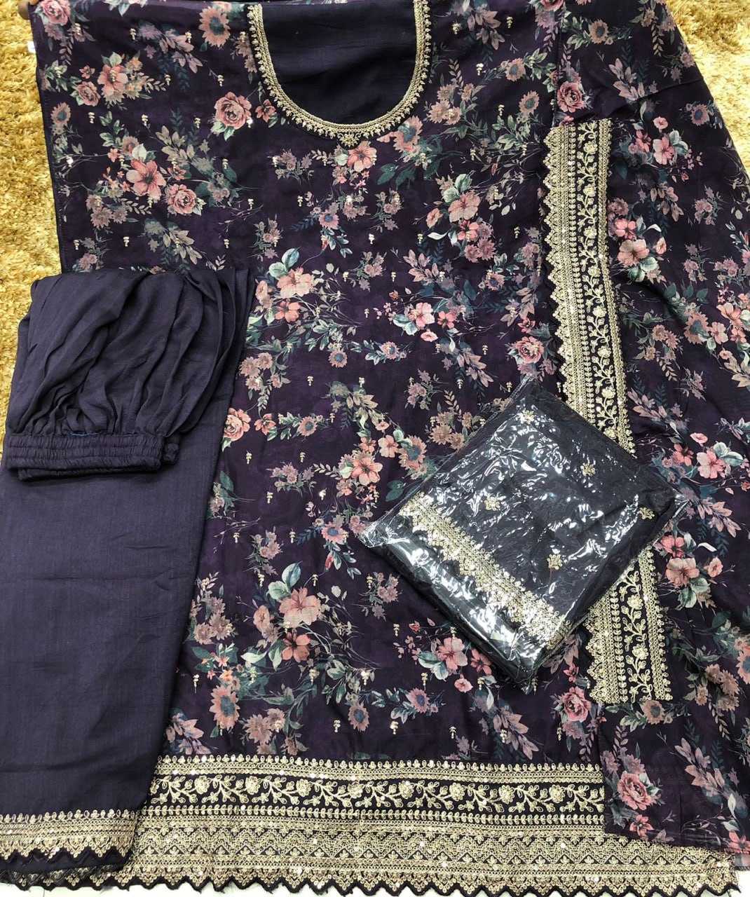 Ynf Soft Vichitra KESH504 65581 Suits & Dresses Wedding Collections Festive Collections Wholesale Printed Suits Embroidery Suits Palazzo Suit Manufacturer