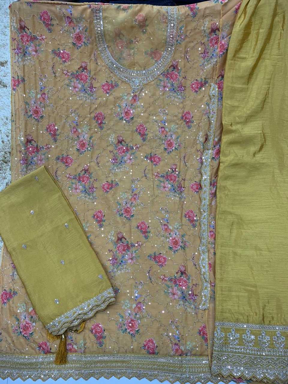 Ynf Soft Vichitra KESH504 67201 Suits & Dresses Wedding Collections Festive Collections Wholesale Printed Suits Palazzo Suit Semi Stitched Suits Manufacturer