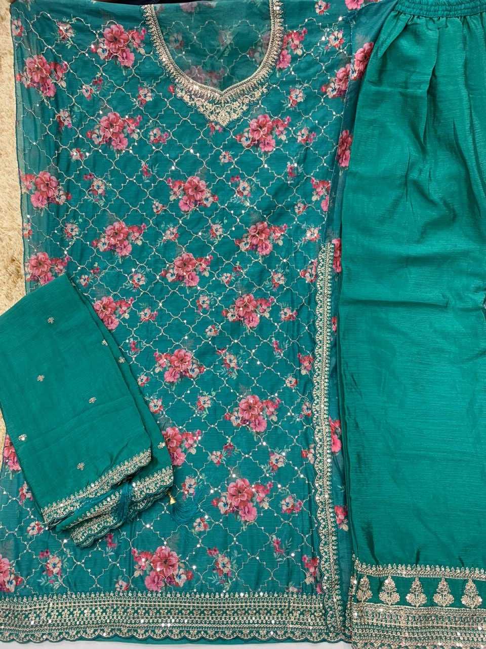 Ynf Soft Vichitra KESH504 67201 Suits & Dresses Wedding Collections Festive Collections Wholesale Printed Suits Palazzo Suit Semi Stitched Suits Manufacturer