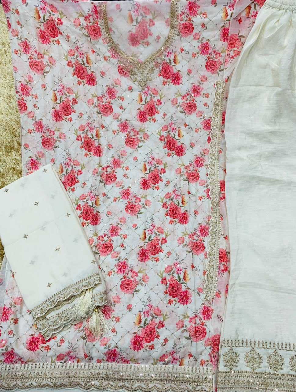 Ynf Soft Vichitra KESH504 67201 Suits & Dresses Wedding Collections Festive Collections Wholesale Printed Suits Palazzo Suit Semi Stitched Suits Manufacturer