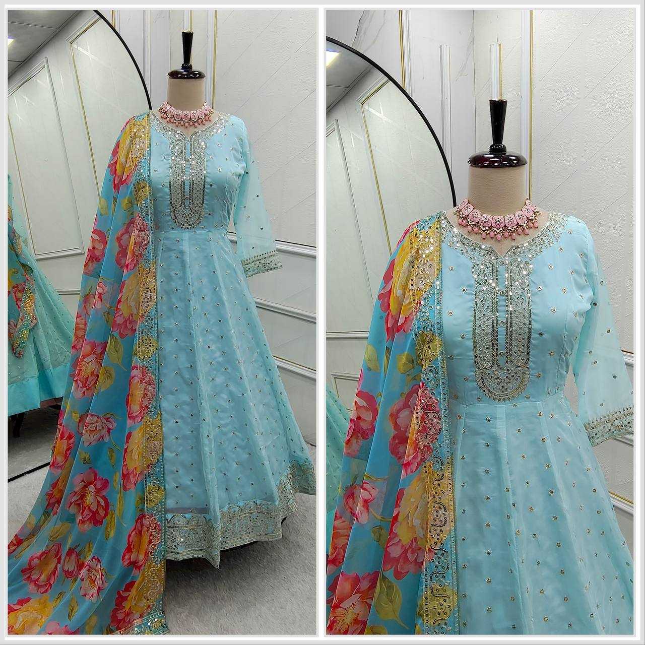 Ynf Tabby Silk Organza KESH506 1165 Gowns Wholesale Fancy Gowns Embroidery Gowns Anarkali Gown Manufacturer