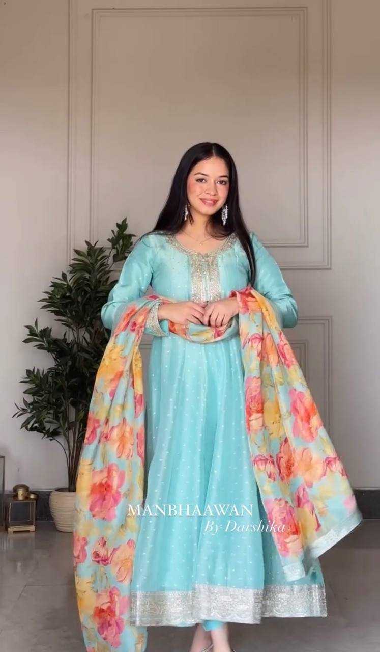 Ynf Tabby Silk Organza KESH506 1165 Gowns Wholesale Fancy Gowns Embroidery Gowns Anarkali Gown Manufacturer