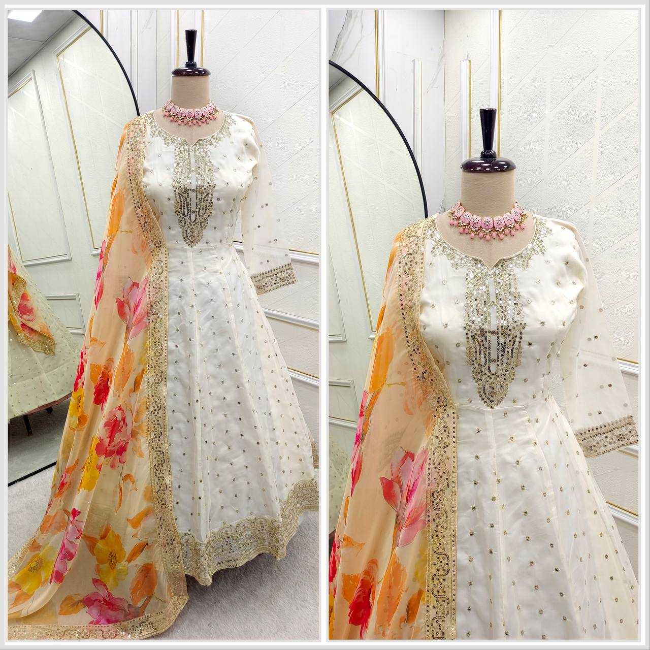 Ynf Tabby Silk Organza KESH506 1165 Gowns Wholesale Fancy Gowns Embroidery Gowns Anarkali Gown Manufacturer