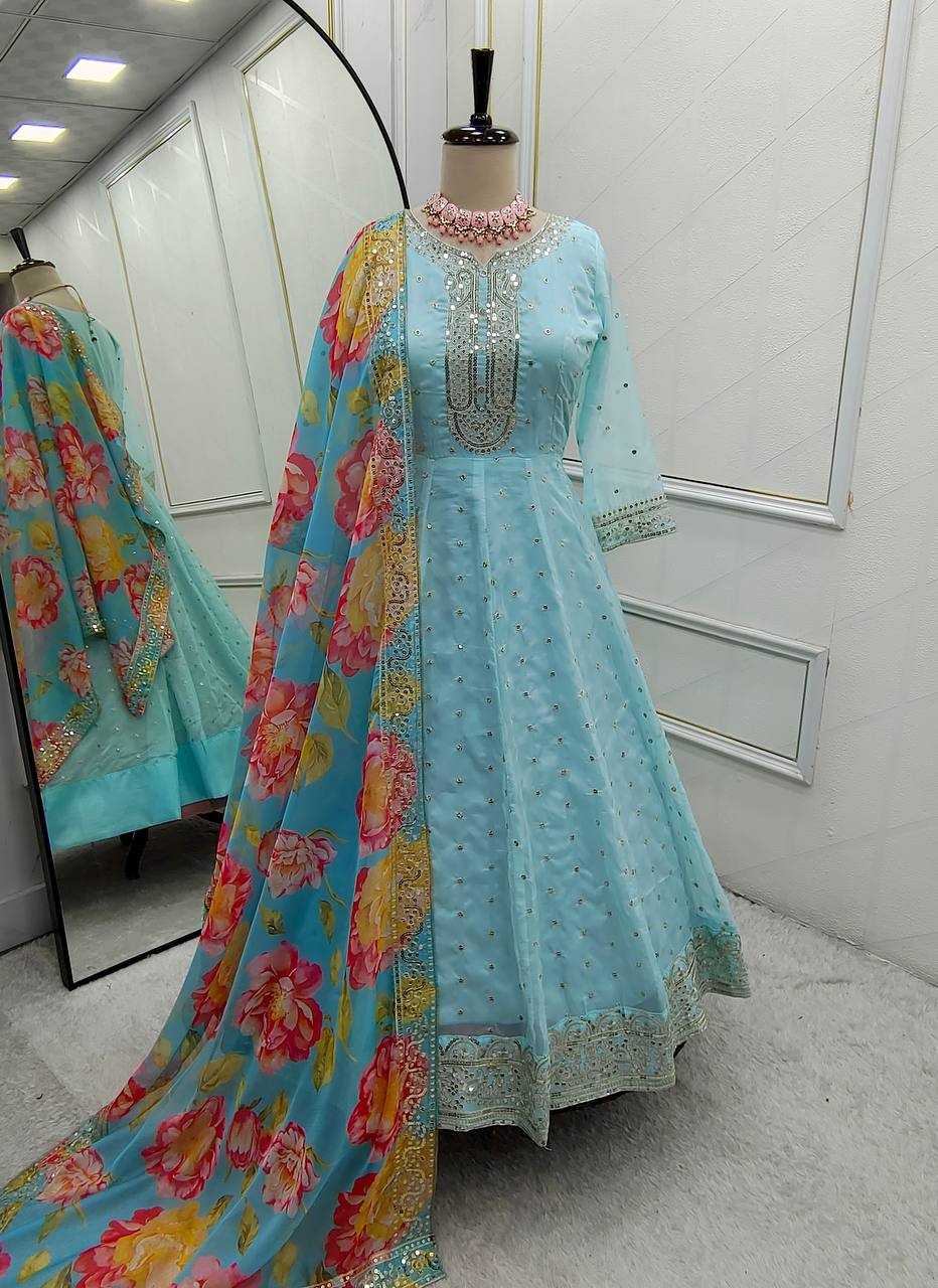 Ynf Tabby Silk Organza KESH506 1165 Gowns Wholesale Fancy Gowns Embroidery Gowns Anarkali Gown Manufacturer