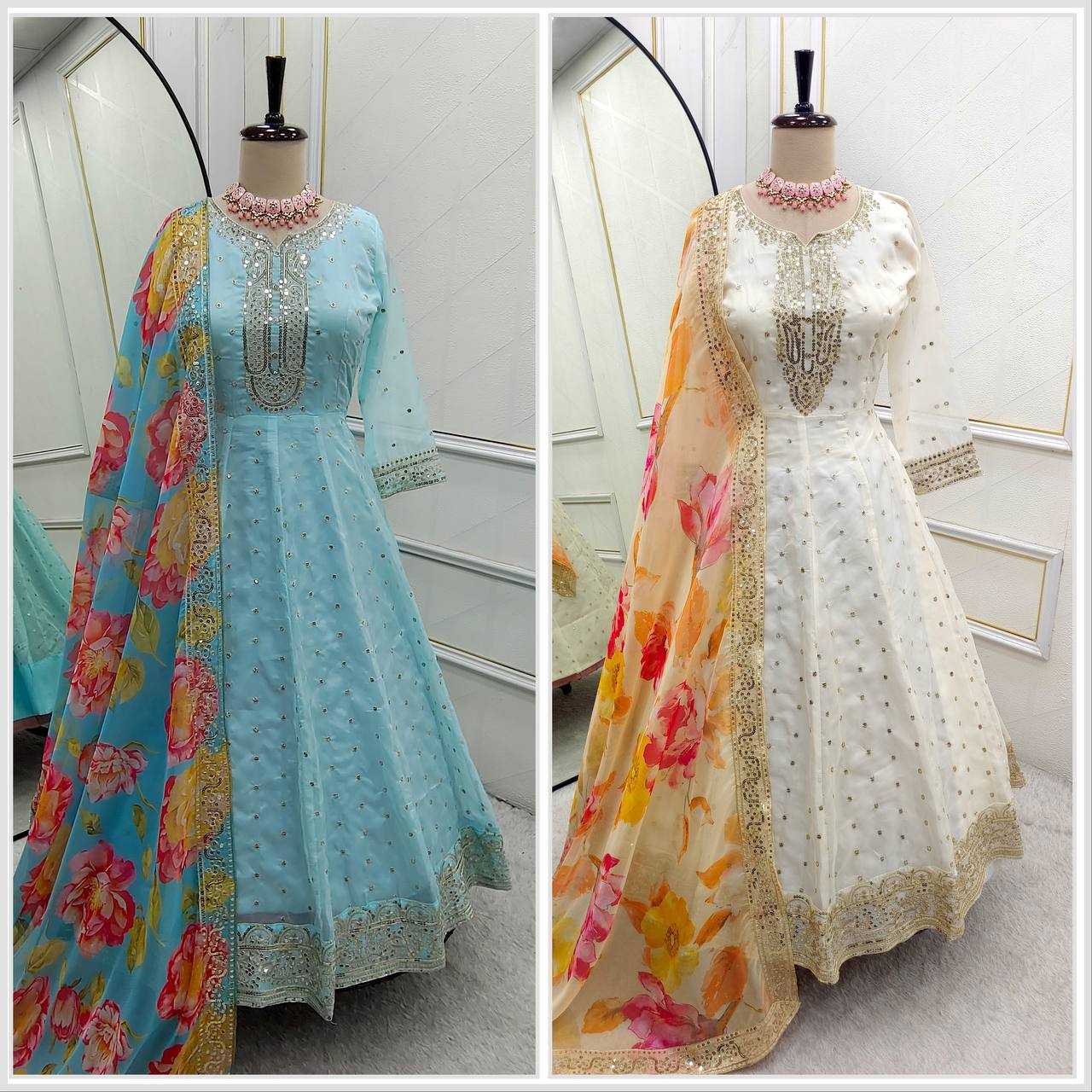 Ynf Tabby Silk Organza KESH506 1165 Gowns Wholesale Fancy Gowns Embroidery Gowns Anarkali Gown Manufacturer