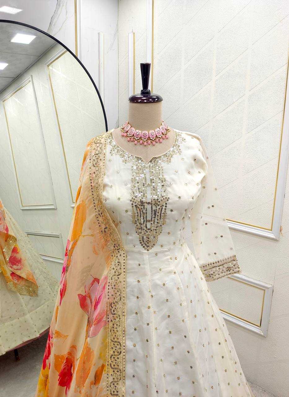 Ynf Tabby Silk Organza KESH506 1165 Gowns Wholesale Fancy Gowns Embroidery Gowns Anarkali Gown Manufacturer