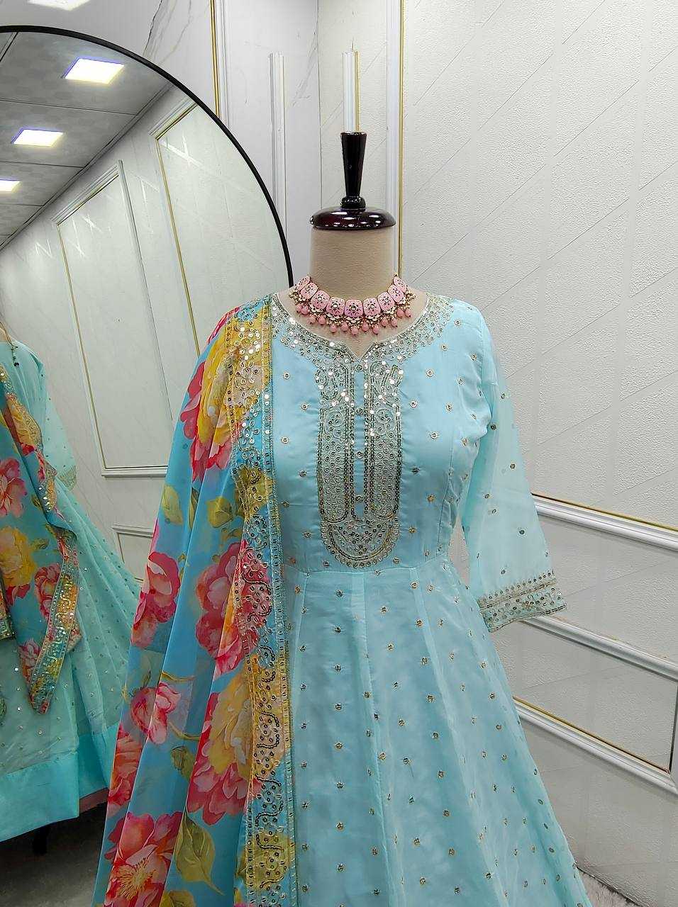 Ynf Tabby Silk Organza KESH506 1165 Gowns Wholesale Fancy Gowns Embroidery Gowns Anarkali Gown Manufacturer