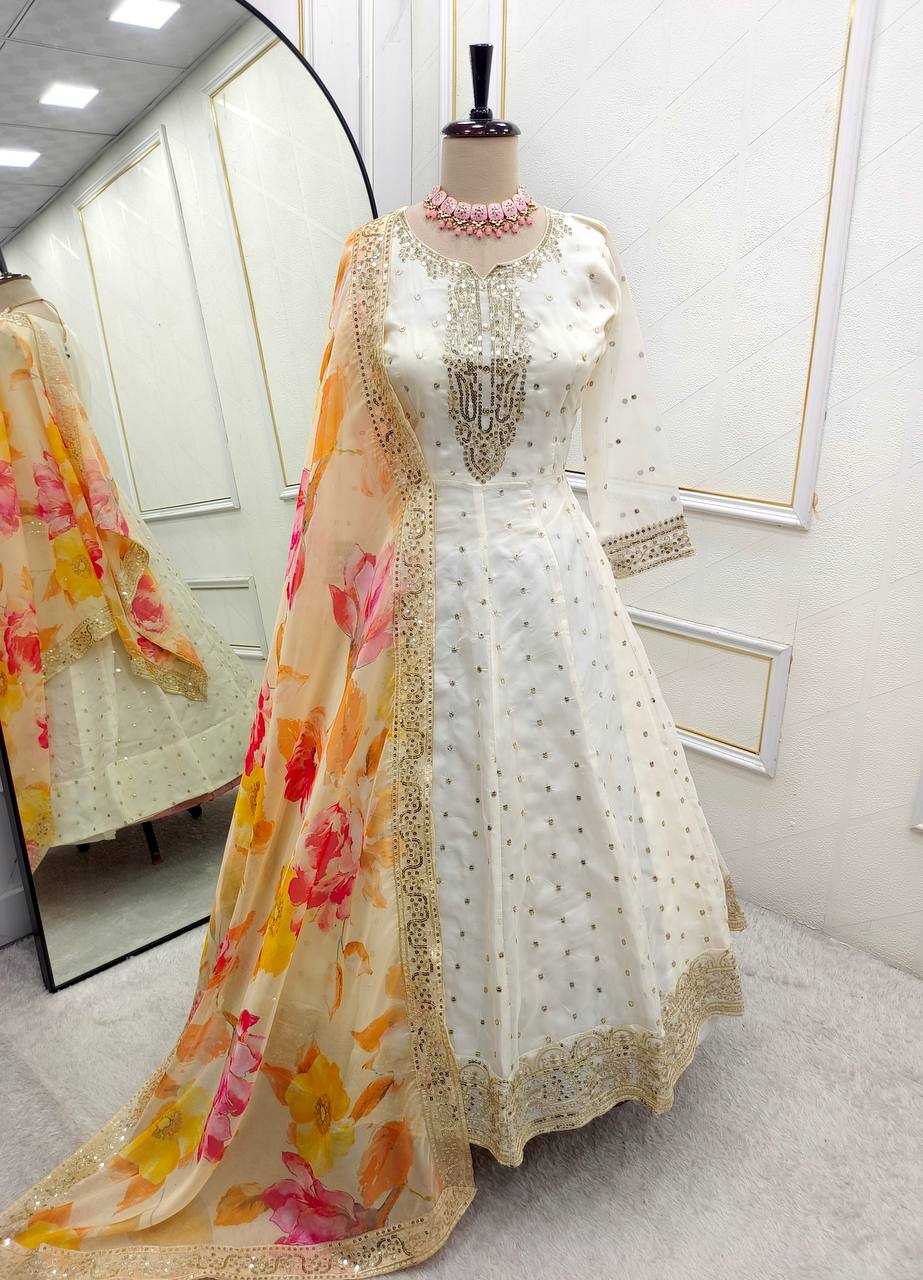 Ynf Tabby Silk Organza KESH506 1165 Gowns Wholesale Fancy Gowns Embroidery Gowns Anarkali Gown Manufacturer
