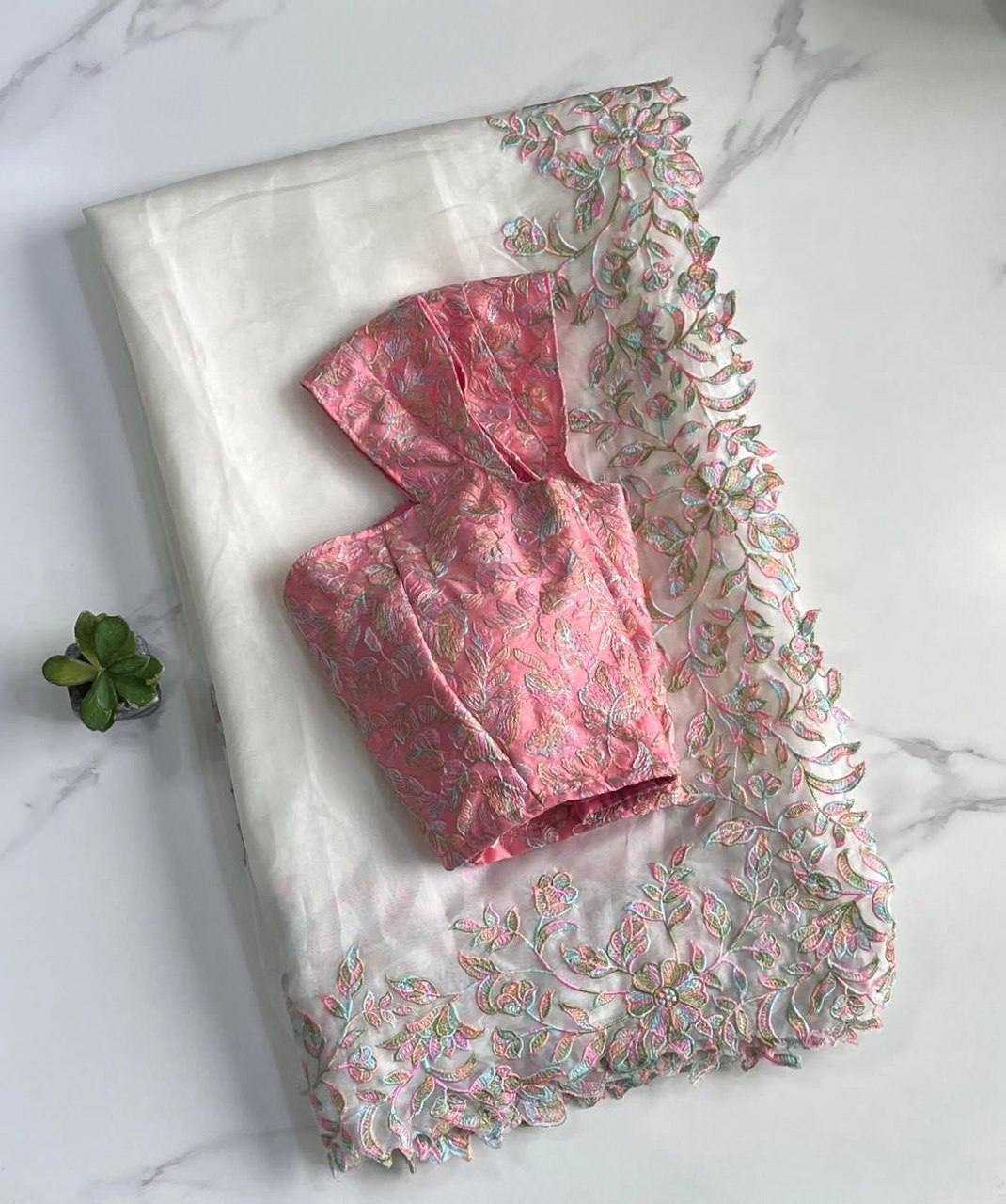 Ynf Tabby Silk Organza RIN131 516 Sarees Wedding Collections Festive Collections Wholesale Organza Sarees Embroidered Sarees Sarees With Blouse Manufacturer