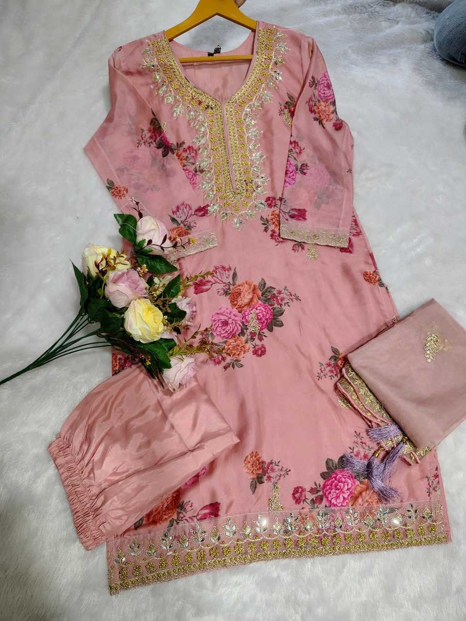Ynf Tabby Silk RIN129 024 Suits & Dresses Wedding Collections Festive Collections Wholesale Printed Suits Embroidery Suits Ladies Silk Suit Manufacturer