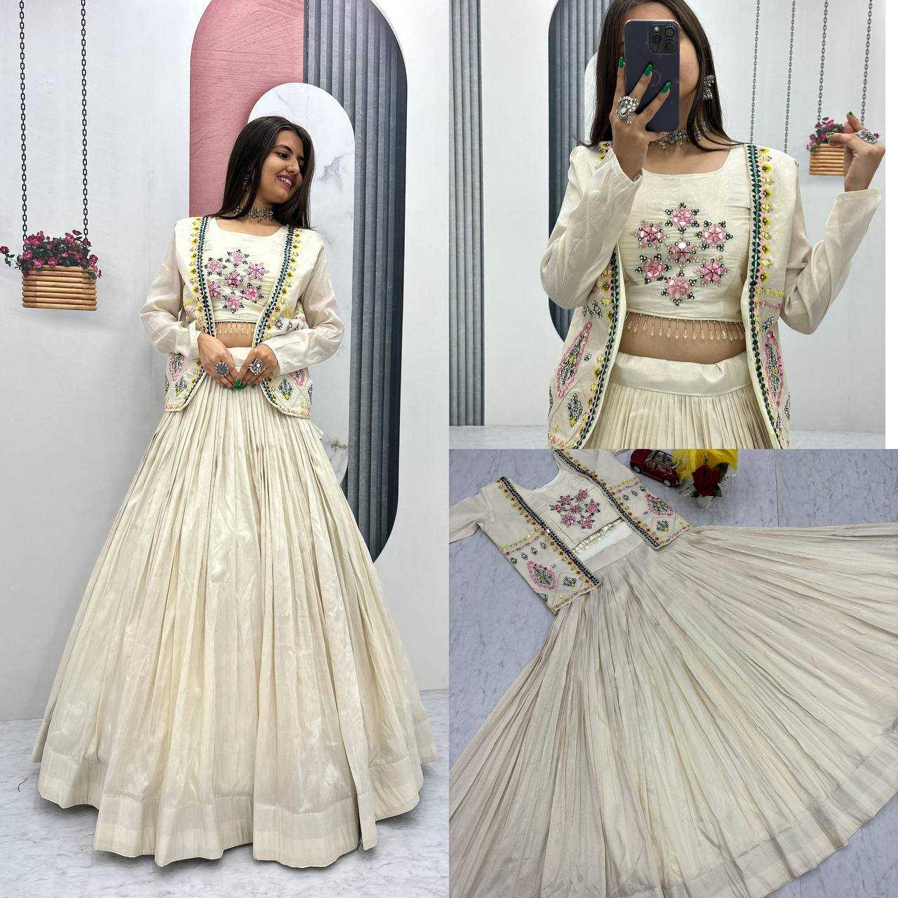 Ynf Tissue KESH496 522 Lehengas Western Wears Festive Collections Wholesale Jacket Style Lehenga Shimmer Lehenga Lehenga With Blouse Manufacturer