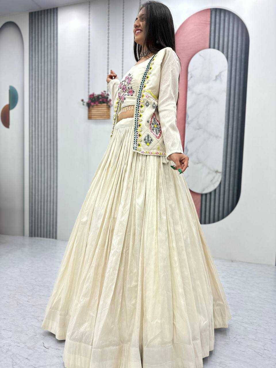 Ynf Tissue KESH496 522 Lehengas Western Wears Festive Collections Wholesale Jacket Style Lehenga Shimmer Lehenga Lehenga With Blouse Manufacturer