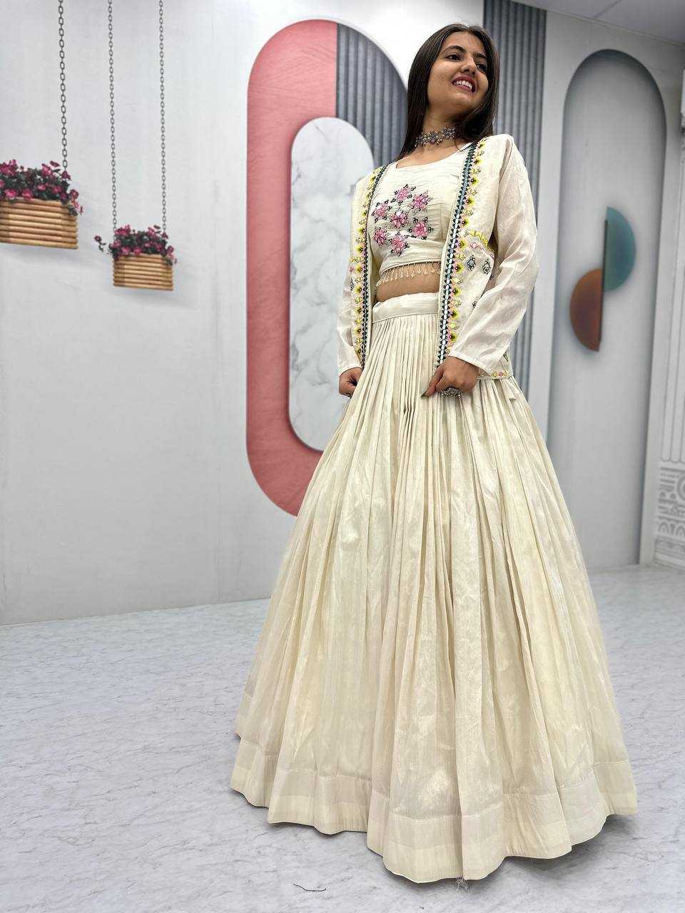 Ynf Tissue KESH496 522 Lehengas Western Wears Festive Collections Wholesale Jacket Style Lehenga Shimmer Lehenga Lehenga With Blouse Manufacturer
