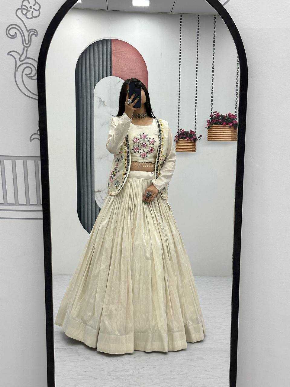 Ynf Tissue KESH496 522 Lehengas Western Wears Festive Collections Wholesale Jacket Style Lehenga Shimmer Lehenga Lehenga With Blouse Manufacturer