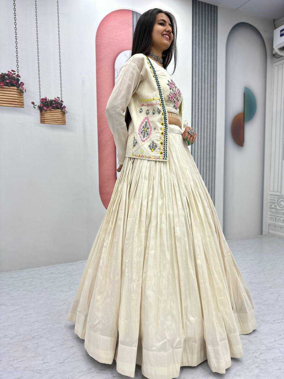 Ynf Tissue KESH496 522 Lehengas Western Wears Festive Collections Wholesale Jacket Style Lehenga Shimmer Lehenga Lehenga With Blouse Manufacturer