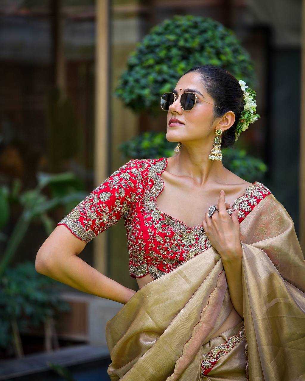 Ynf Tissue RIN151 5465 Sarees Wholesale Fancy Sarees Sequin Sarees Embroidered Sarees Lace Border Sarees Manufacturer