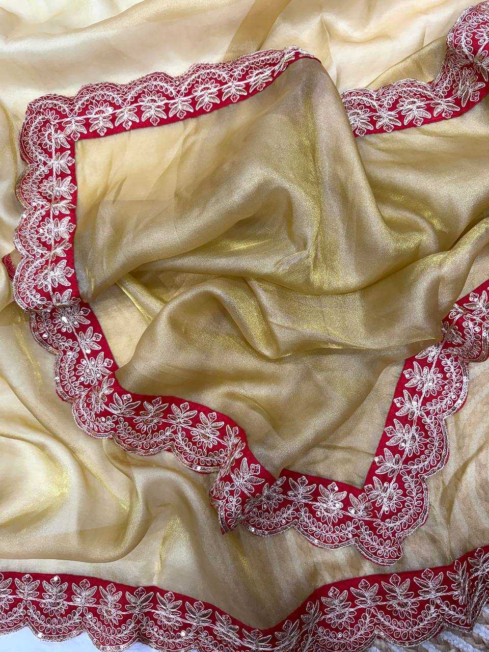 Ynf Tissue RIN151 5465 Sarees Wholesale Fancy Sarees Sequin Sarees Embroidered Sarees Lace Border Sarees Manufacturer