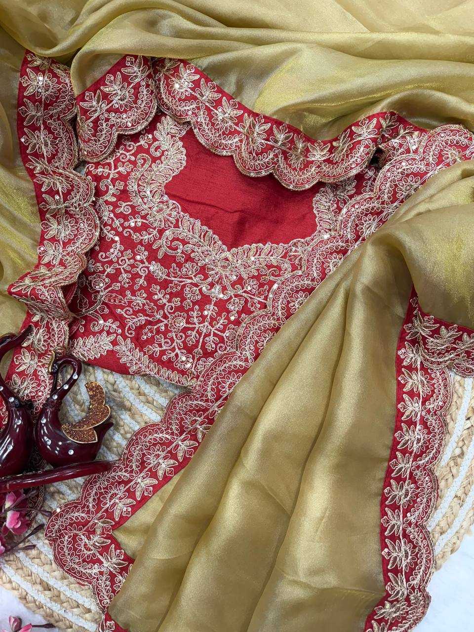 Ynf Tissue RIN151 5465 Sarees Wholesale Fancy Sarees Sequin Sarees Embroidered Sarees Lace Border Sarees Manufacturer