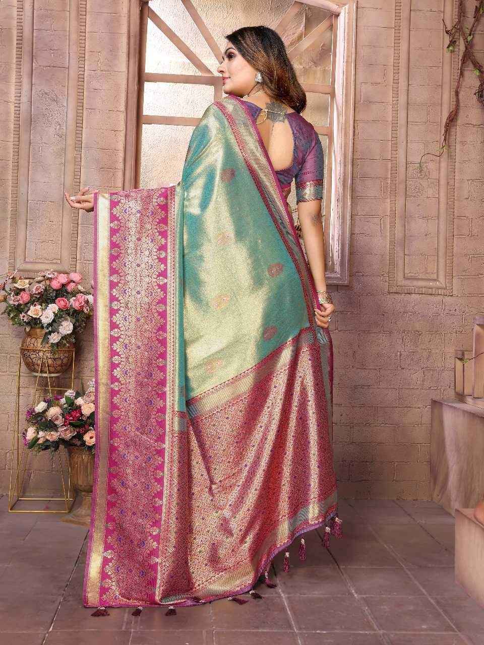 Ynf Tissue Silk RIN144 Sundari Silk Sarees Wedding Collections Festive Collections Wholesale Banarasi Silk Sarees Designer Silk Sarees Silk Sarees For Weddings Manufacturer