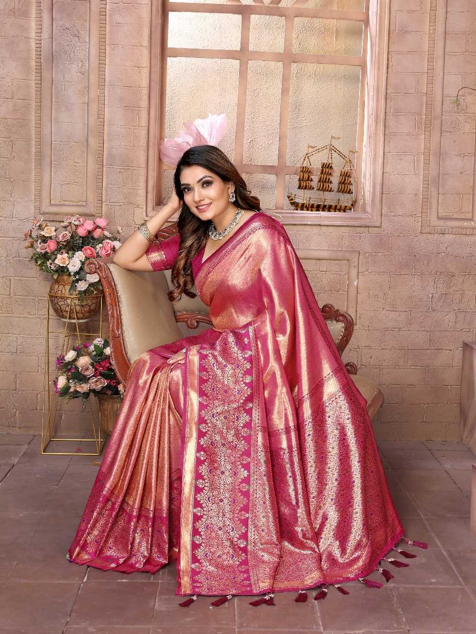 Ynf Tissue Silk RIN144 Sundari Silk Sarees Wedding Collections Festive Collections Wholesale Banarasi Silk Sarees Designer Silk Sarees Silk Sarees For Weddings Manufacturer