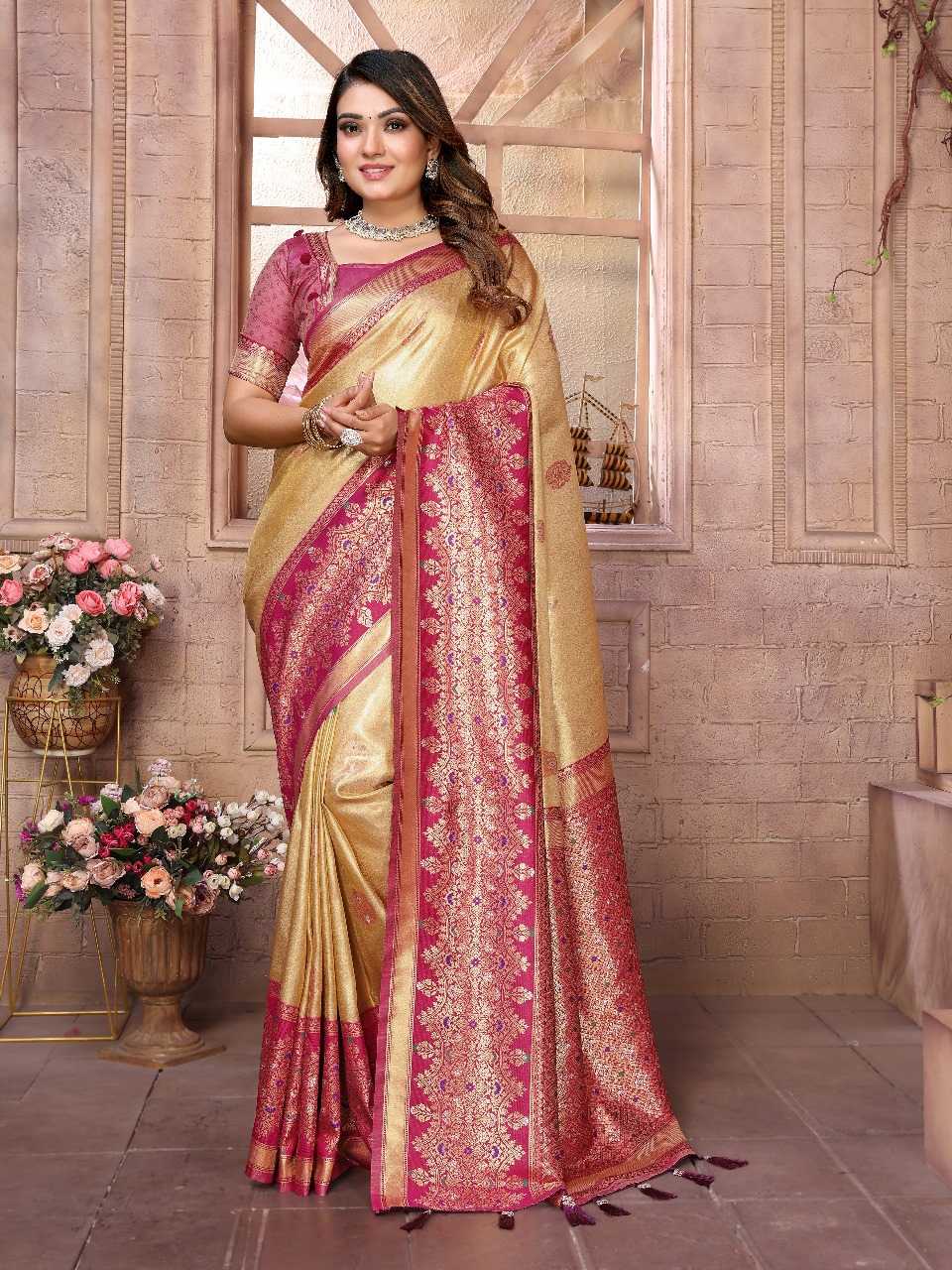 Ynf Tissue Silk RIN144 Sundari Silk Sarees Wedding Collections Festive Collections Wholesale Banarasi Silk Sarees Designer Silk Sarees Silk Sarees For Weddings Manufacturer