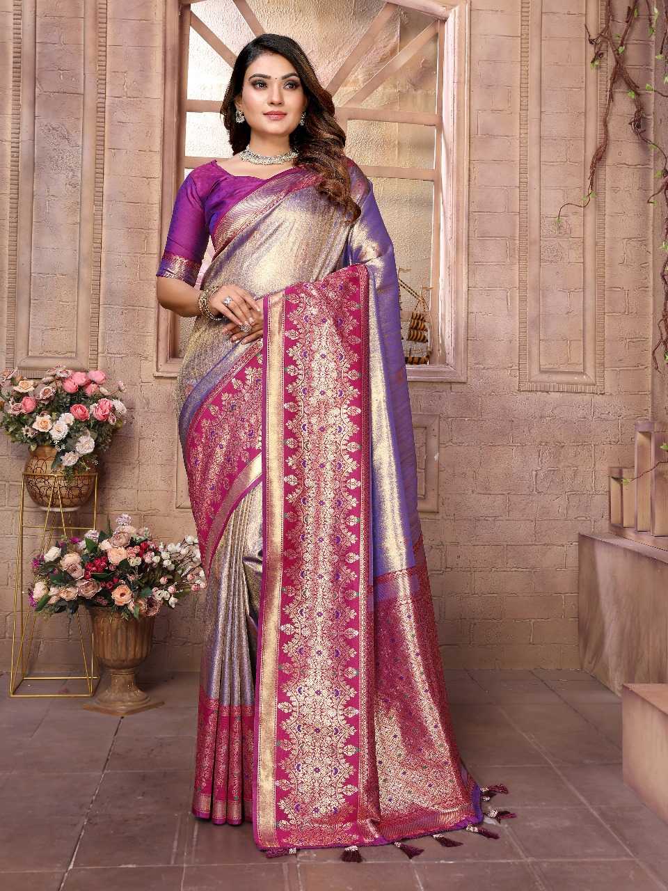 Ynf Tissue Silk RIN144 Sundari Silk Sarees Wedding Collections Festive Collections Wholesale Banarasi Silk Sarees Designer Silk Sarees Silk Sarees For Weddings Manufacturer