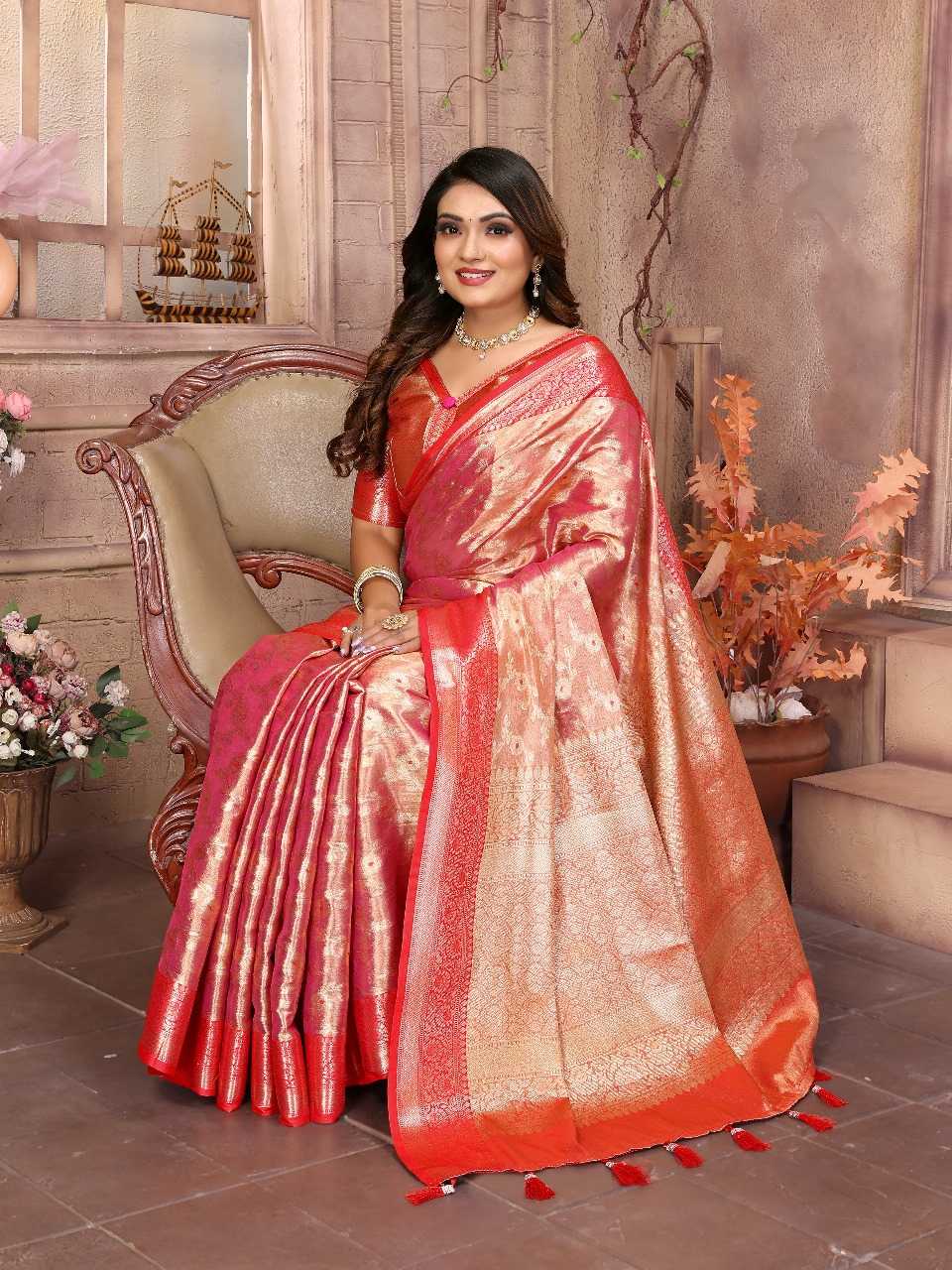 Ynf Tissue Silk RIN144 Vanita Silk Sarees Wedding Collections Festive Collections Wholesale Handloom Sarees Designer Silk Sarees Zari Border Silk Sarees Manufacturer