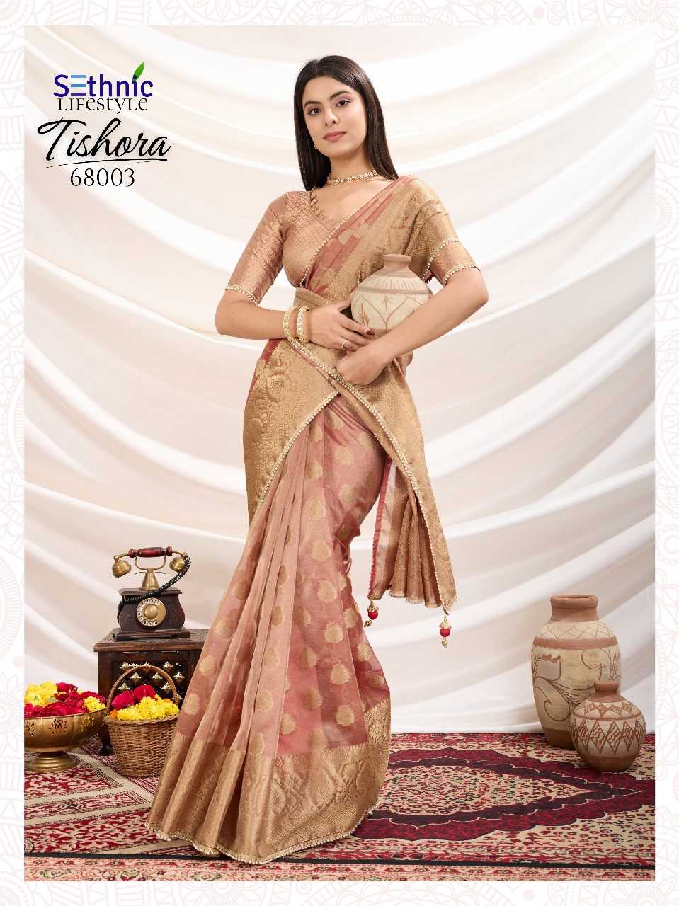 Ynf Tissue Silk RIN184 TISHORA-68001 Sarees Wedding Collections Festive Collections Wholesale Tissue Silk Saree Zari Sarees Sarees With Blouse Manufacturer