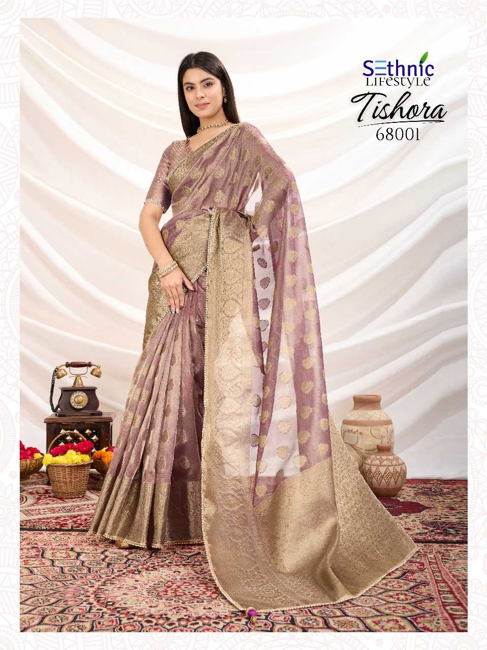 Ynf Tissue Silk RIN184 TISHORA-68001 Sarees Wedding Collections Festive Collections Wholesale Tissue Silk Saree Zari Sarees Sarees With Blouse Manufacturer