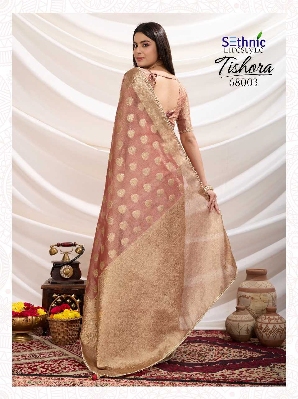 Ynf Tissue Silk RIN184 TISHORA-68001 Sarees Wedding Collections Festive Collections Wholesale Tissue Silk Saree Zari Sarees Sarees With Blouse Manufacturer
