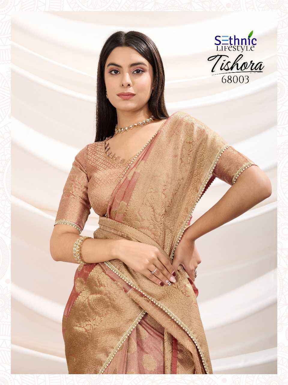 Ynf Tissue Silk RIN184 TISHORA-68001 Sarees Wedding Collections Festive Collections Wholesale Tissue Silk Saree Zari Sarees Sarees With Blouse Manufacturer