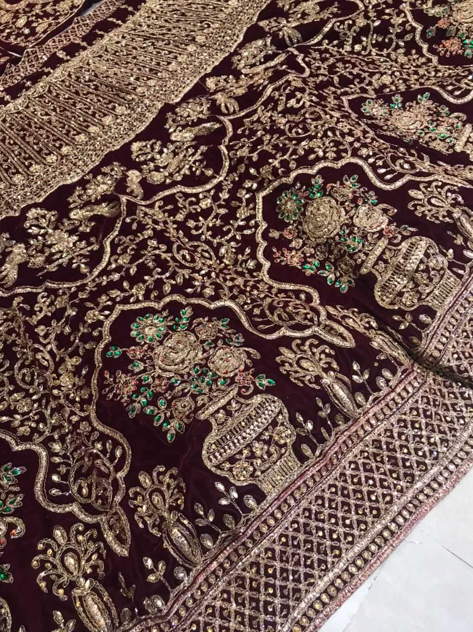 Ynf Velvet KESH494 1132 Lehengas Wedding Collections Festive Collections Wholesale Embroidered Lehenga Velvet Lehenga Zari Work Lehenga Manufacturer