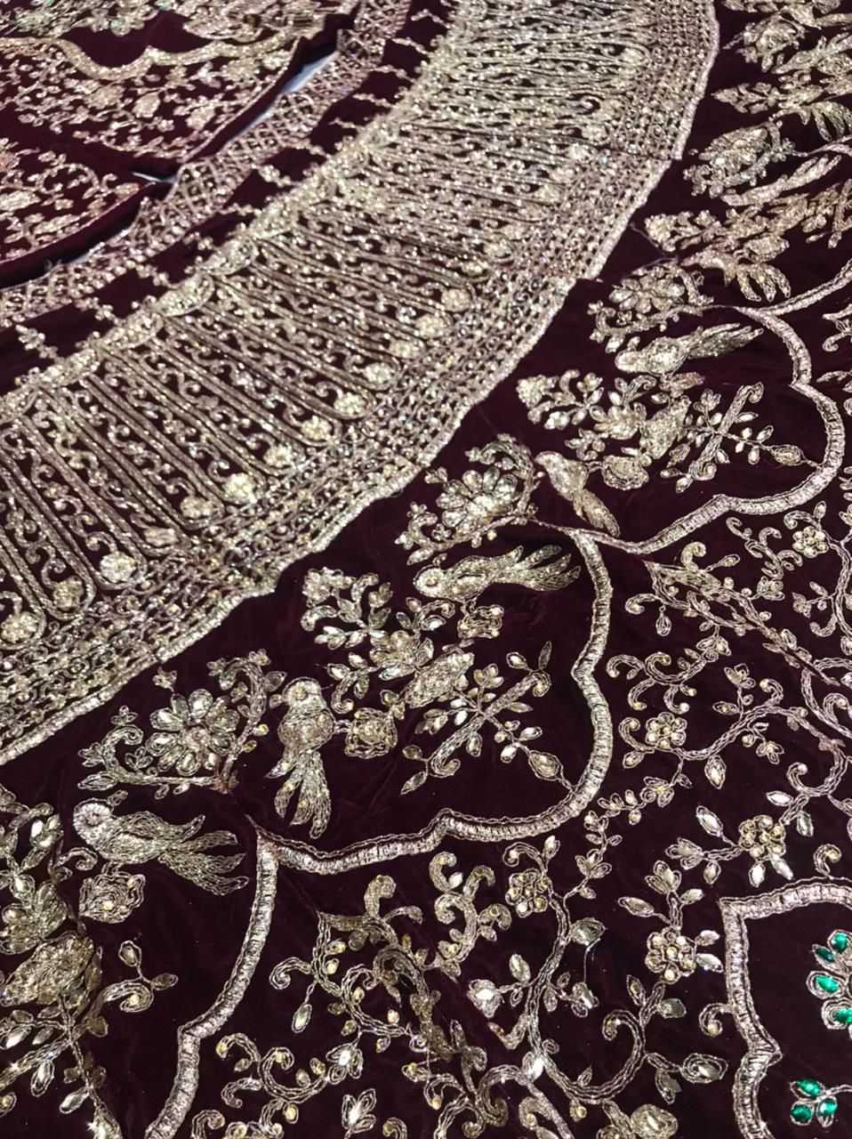 Ynf Velvet KESH494 1132 Lehengas Wedding Collections Festive Collections Wholesale Embroidered Lehenga Velvet Lehenga Zari Work Lehenga Manufacturer