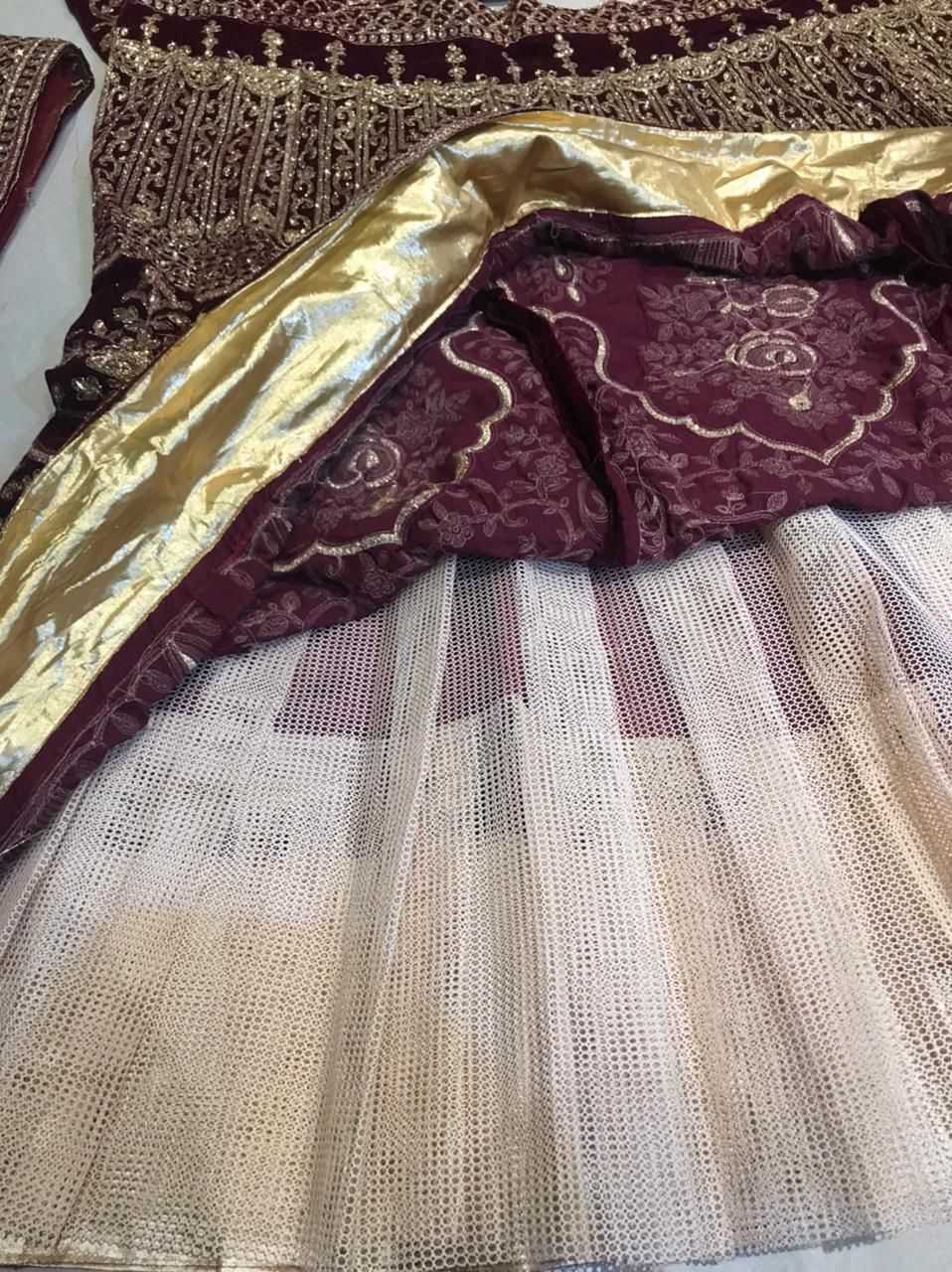 Ynf Velvet KESH494 1132 Lehengas Wedding Collections Festive Collections Wholesale Embroidered Lehenga Velvet Lehenga Zari Work Lehenga Manufacturer