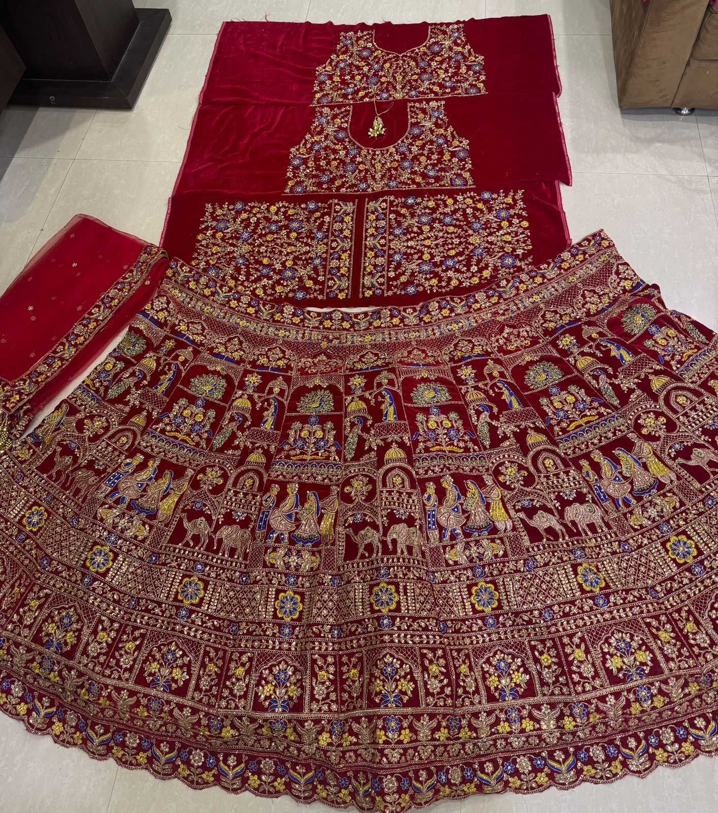Ynf Velvet KESH494 MC-5002 Lehengas Wedding Collections Festive Collections Wholesale Embroidered Lehenga Velvet Lehenga Lehenga With Cancan Manufacturer