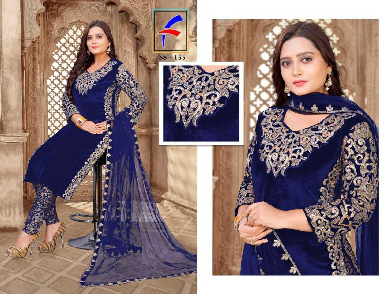 Ynf Velvet KESH504 SS155 Suits & Dresses Wholesale Embroidery Suits Semi-Stitched Suits Evening Dresses Manufacturer