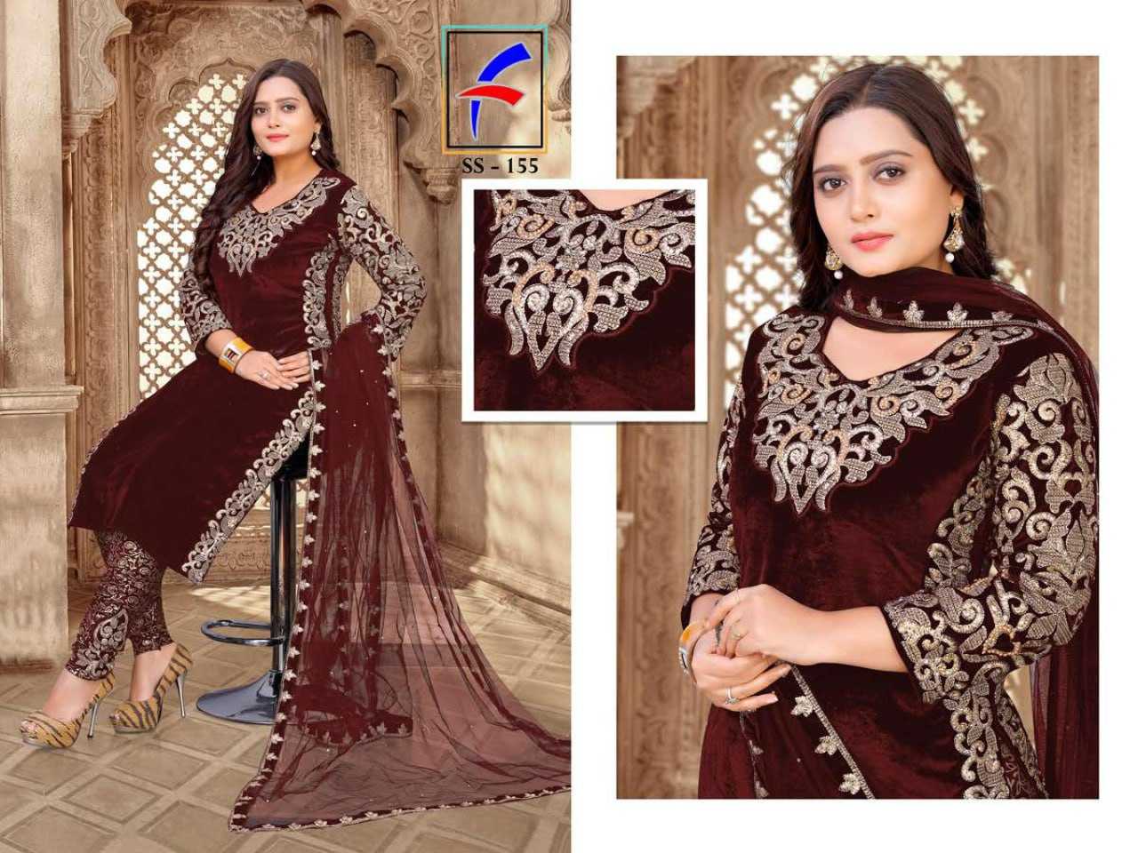 Ynf Velvet KESH504 SS155 Suits & Dresses Wholesale Embroidery Suits Semi-Stitched Suits Evening Dresses Manufacturer