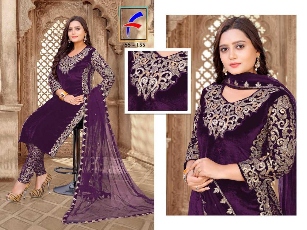 Ynf Velvet KESH504 SS155 Suits & Dresses Wholesale Embroidery Suits Semi-Stitched Suits Evening Dresses Manufacturer