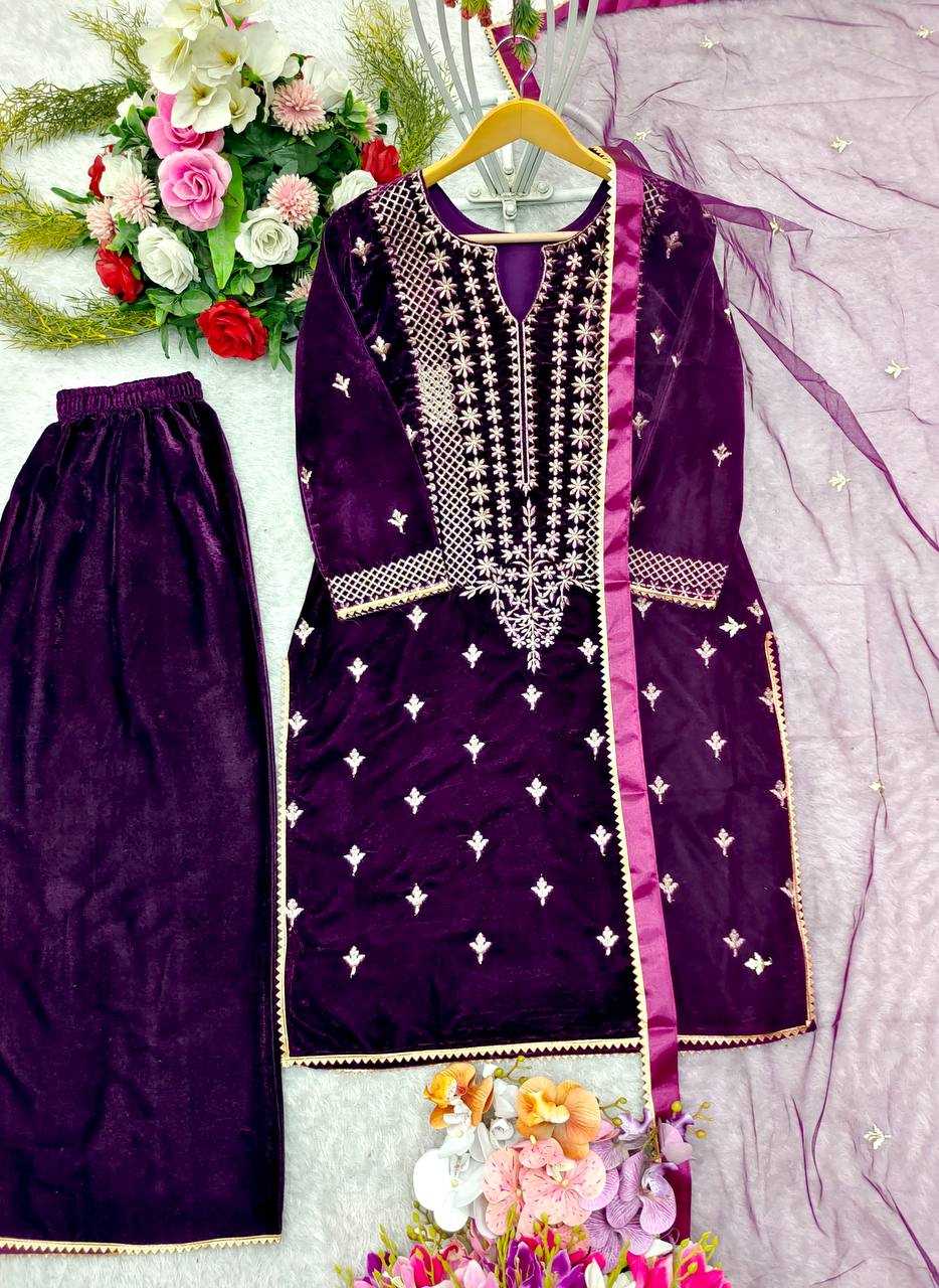 Ynf Velvet KESH506 7836 Suits & Dresses Wedding Collections Festive Collections Wholesale Sharara Salwar Suits Velvet Suits Embroidery Suits Manufacturer
