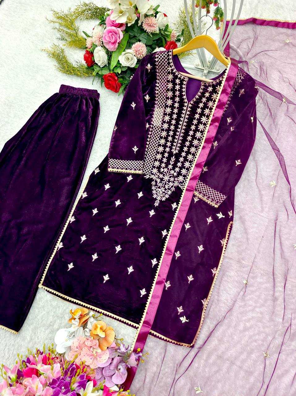 Ynf Velvet KESH506 7836 Suits & Dresses Wedding Collections Festive Collections Wholesale Sharara Salwar Suits Velvet Suits Embroidery Suits Manufacturer