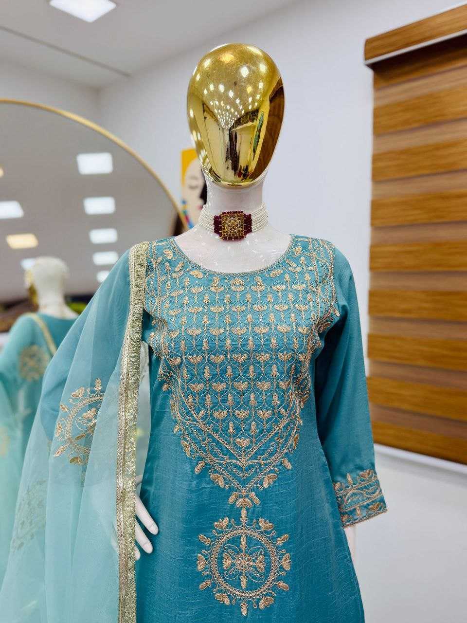 Ynf Vichitra Silk KESH158 10096 Suits & Dresses Wedding Collections Festive Collections Wholesale Embroidery Suits Ladies Silk Suit Designer Suits Manufacturer