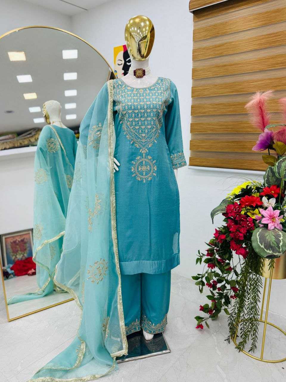 Ynf Vichitra Silk KESH158 10096 Suits & Dresses Wedding Collections Festive Collections Wholesale Embroidery Suits Ladies Silk Suit Designer Suits Manufacturer