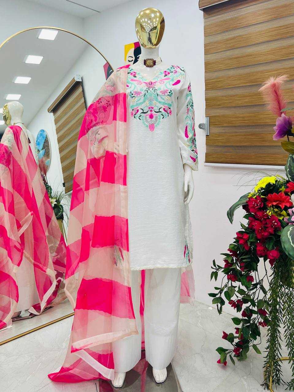 Ynf Vichitra Silk KESH158 10101 Suits & Dresses Wedding Collections Festive Collections Wholesale Embroidery Suits Palazzo Suit Ladies Silk Suit Manufacturer