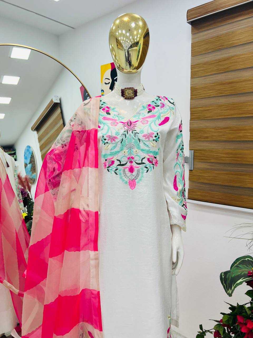 Ynf Vichitra Silk KESH158 10101 Suits & Dresses Wedding Collections Festive Collections Wholesale Embroidery Suits Palazzo Suit Ladies Silk Suit Manufacturer