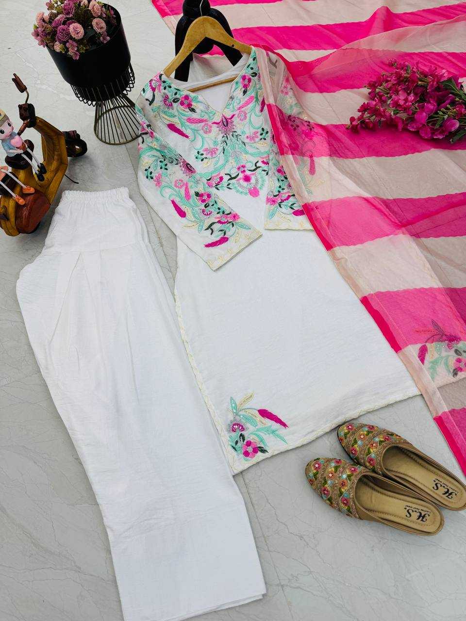 Ynf Vichitra Silk KESH158 10101 Suits & Dresses Wedding Collections Festive Collections Wholesale Embroidery Suits Palazzo Suit Ladies Silk Suit Manufacturer