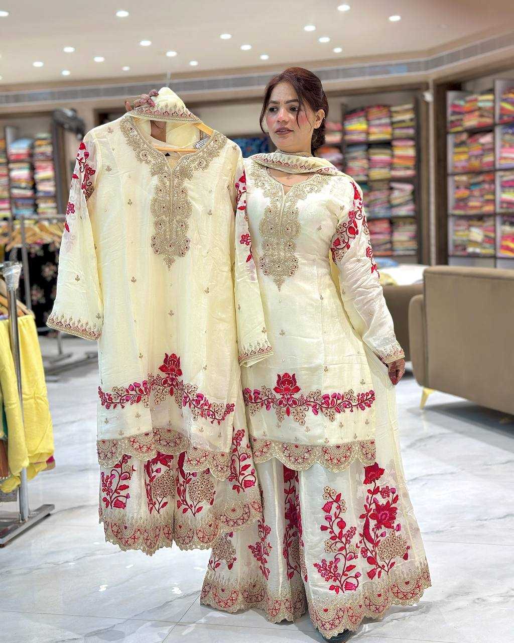 Ynf Vichitra Silk KESH158 9025 Suits & Dresses Wedding Collections Festive Collections Wholesale Sharara Salwar Suits Embroidery Suits Ladies Silk Suit Manufacturer