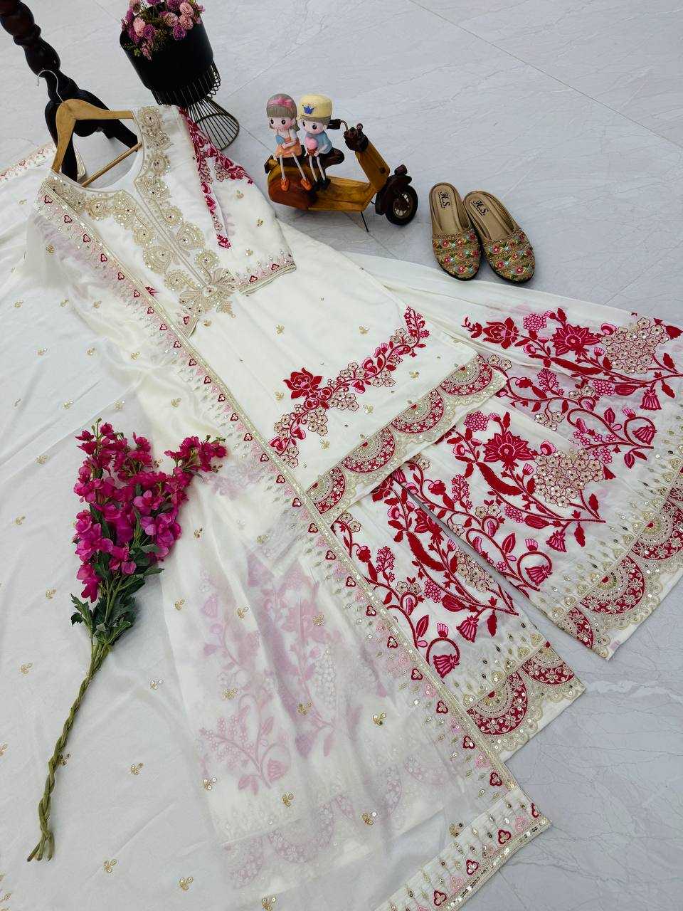 Ynf Vichitra Silk KESH158 9025 Suits & Dresses Wedding Collections Festive Collections Wholesale Sharara Salwar Suits Embroidery Suits Ladies Silk Suit Manufacturer