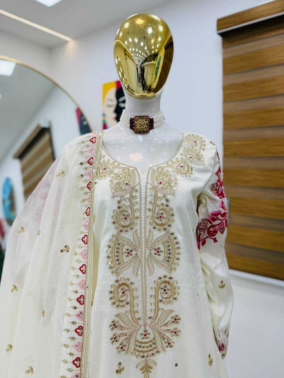 Ynf Vichitra Silk KESH158 9025 Suits & Dresses Wedding Collections Festive Collections Wholesale Sharara Salwar Suits Embroidery Suits Ladies Silk Suit Manufacturer