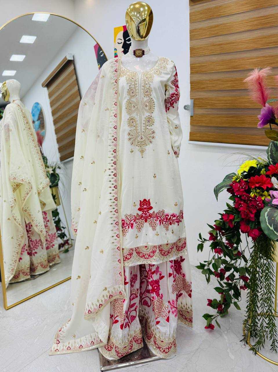 Ynf Vichitra Silk KESH158 9025 Suits & Dresses Wedding Collections Festive Collections Wholesale Sharara Salwar Suits Embroidery Suits Ladies Silk Suit Manufacturer