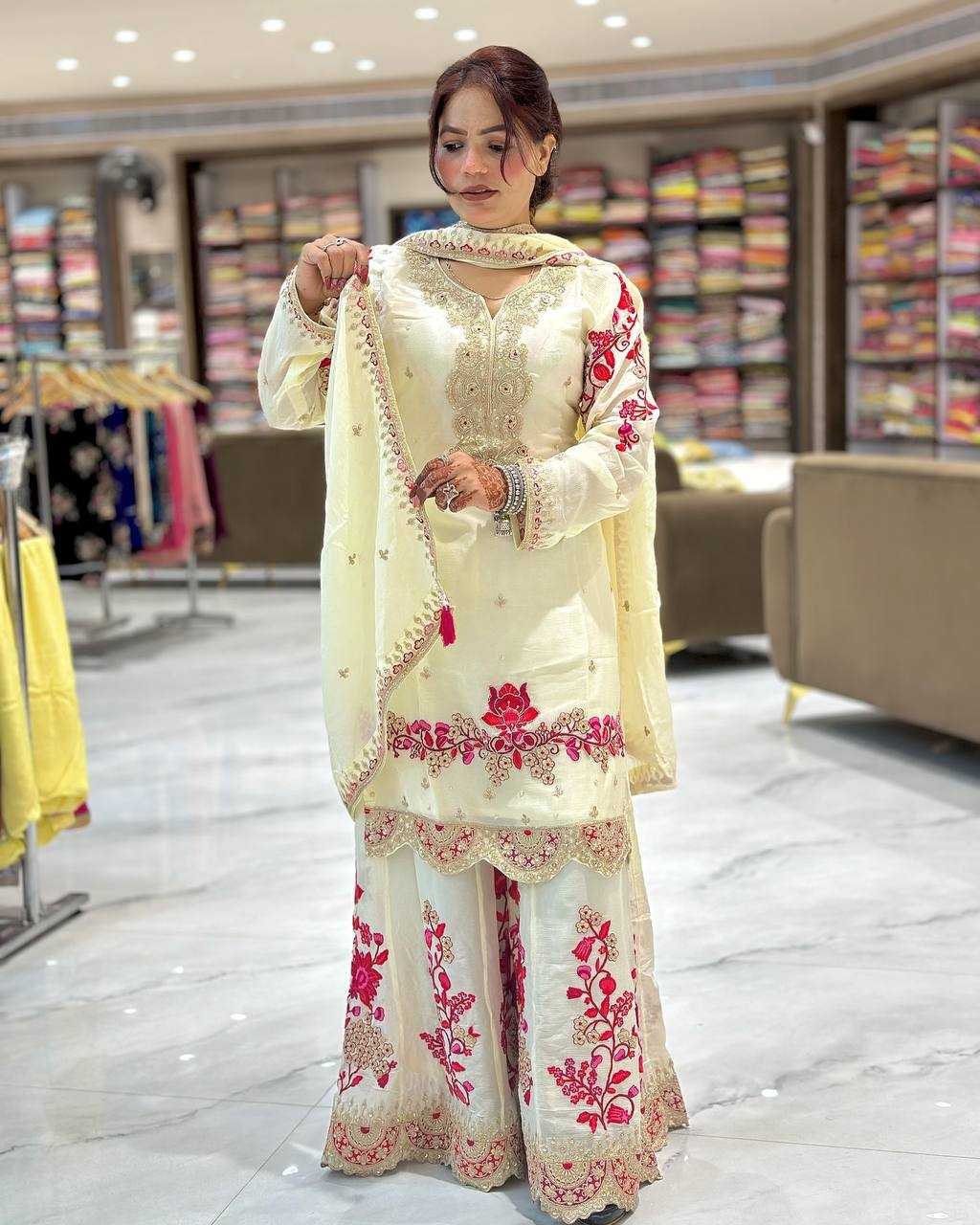 Ynf Vichitra Silk KESH158 9025 Suits & Dresses Wedding Collections Festive Collections Wholesale Sharara Salwar Suits Embroidery Suits Ladies Silk Suit Manufacturer